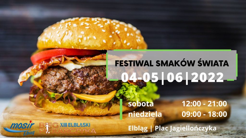 hamburger na desce do krojenia i opis: festiwal smaków świata